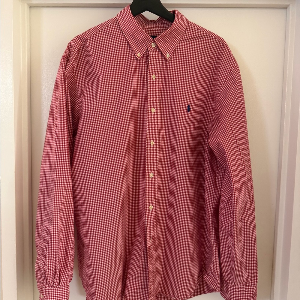 Men’s Polo Ralph Lauren Red Gingham Button Down Plaid Shirt XL